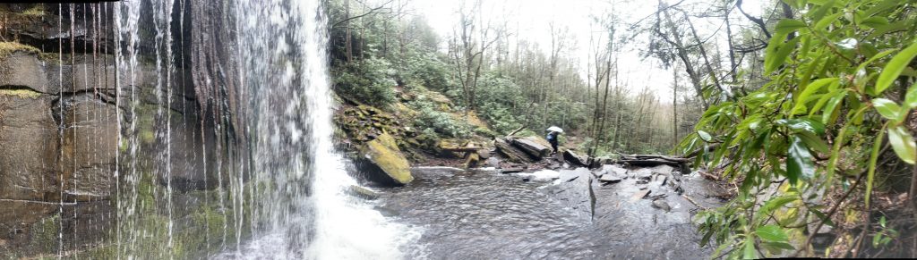 couple panoramic photos from our mullet falls trail cleanup waterfall hike